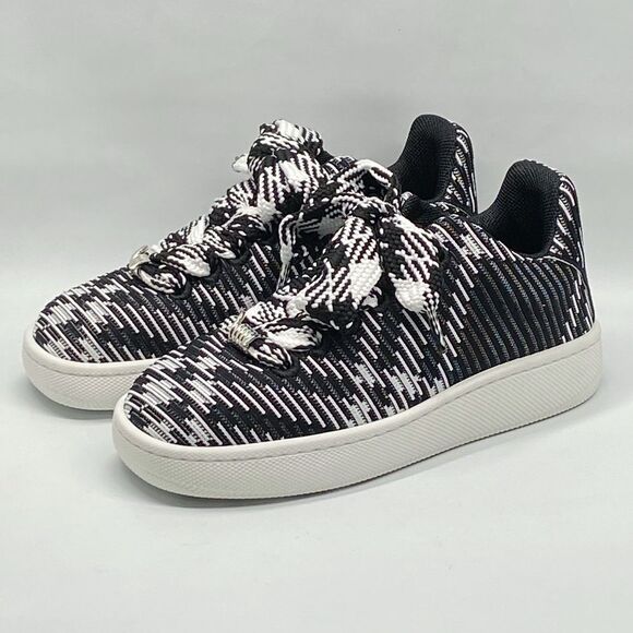 Burberry Black & White Check Knit Box Sneakers size 37 - Picture 5 of 15